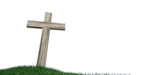 Crucifix On A Grassy Hill Isolated — Stock Photo, Image