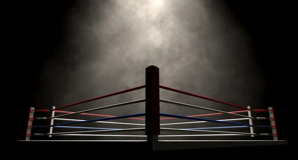 Anillo de boxeo iluminado oscuro — Foto de Stock