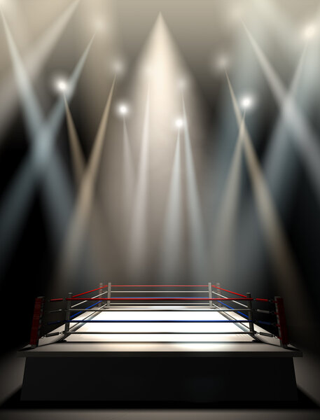 Boxing Ring Spotlit Dark