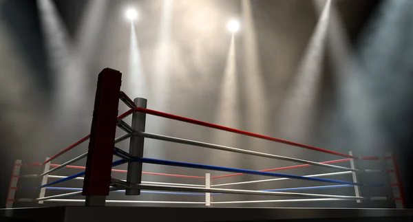 Boxning ring spotlit mörk — Stockfoto