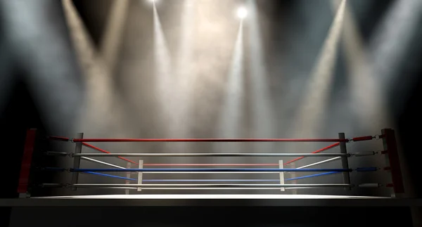 Anillo de boxeo iluminado oscuro —  Fotos de Stock