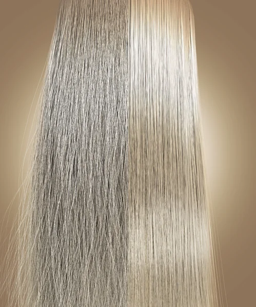 Blonda hår frissigt och rak jämförelse — Stockfoto