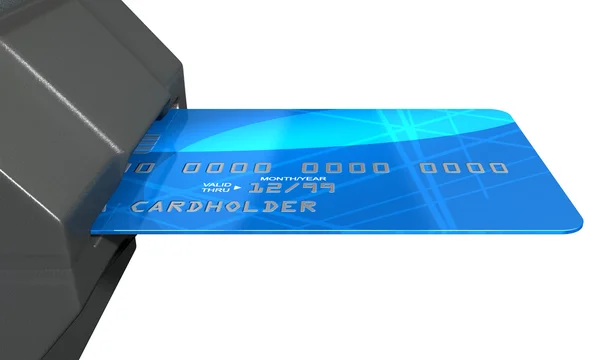 Kreditkarte im Zahlungsschlitz — Stockfoto