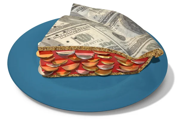 Plátek dolar peníze koláče — Stock fotografie