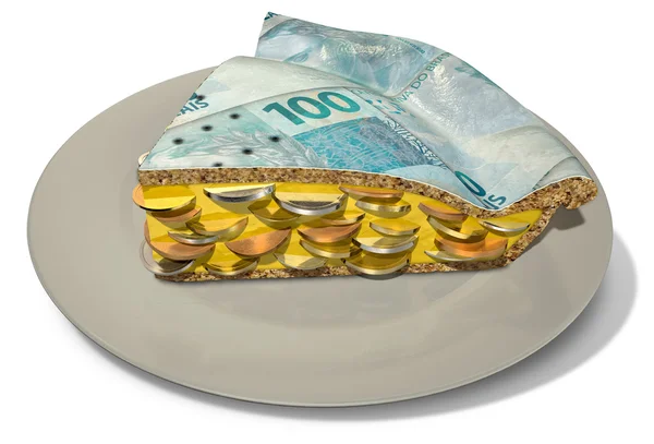 Slice Of Real Money Pie — Stock Photo, Image