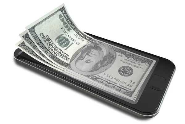 Smartphone Payments With Dollars — Stock Photo, Image