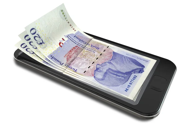 Smartphone betalningar med Pounds — Stockfoto