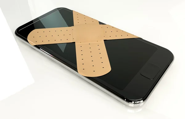 Generieke slimme telefoon met Band-Aids — Stockfoto