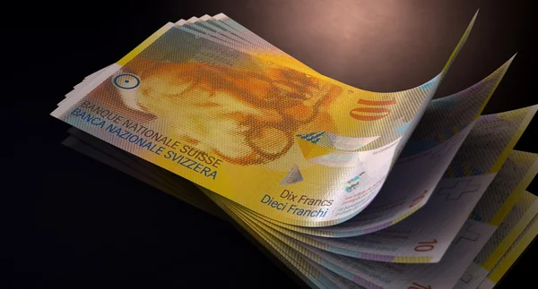 Diffusione delle banconote in franchi — Foto Stock