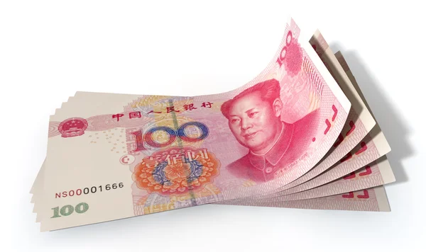 Yuan Bank Notes Spread — Stock Photo, Image