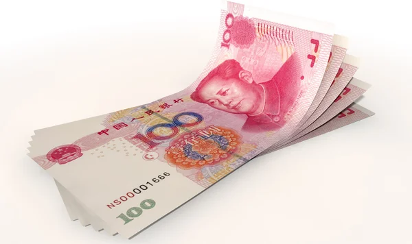 Yuan Bank Notes Spread — Stock Photo, Image