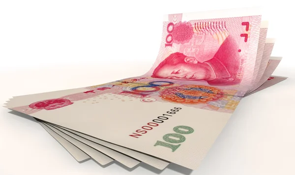 Yuan Bank Notes Spread — Stock Photo, Image