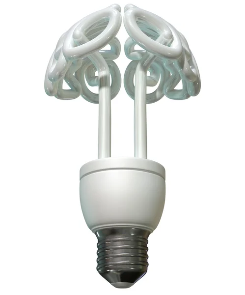 Brain Flourescent Light Bulb — Stock Photo, Image