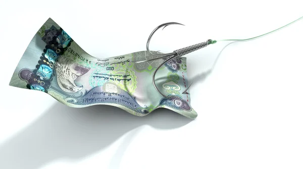 Dirham Banknote Baited Hook — Stock Photo, Image