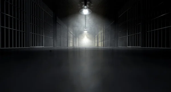 Gefängniskorridor und Zellen — Stockfoto