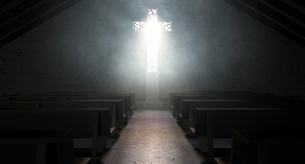 Igreja Crucifixo janela de vidro manchado — Fotografia de Stock