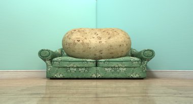 Couch Potato On Old Sofa clipart