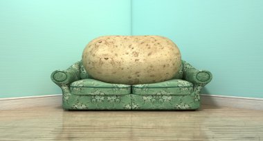 Couch Potato On Old Sofa clipart