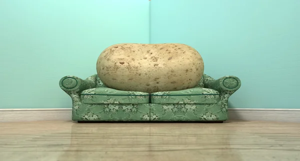 Couch Potato op oude Bank — Stockfoto