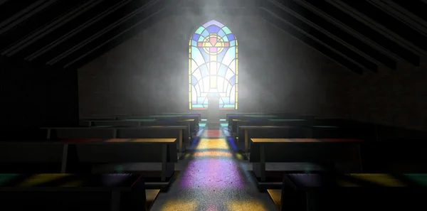 Gebrandschilderd glas venster kerk — Stockfoto