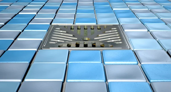 Shower Floor Drain And Mosaics — Stock Photo, Image