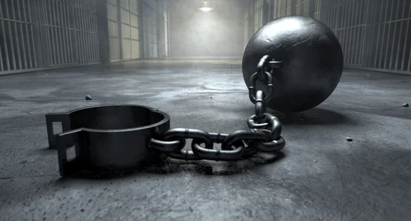 Ball und Kette im Gefängnis — Stockfoto
