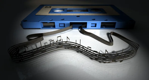 Cassette Tape en muzieknoten Concept — Stockfoto