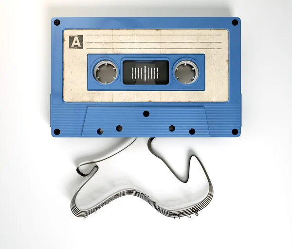 Cassette Tape And Musical Notes Concept — Stock Photo, Image