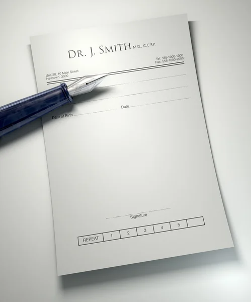 Prescrição de médicos e caneta-tinteiro — Fotografia de Stock
