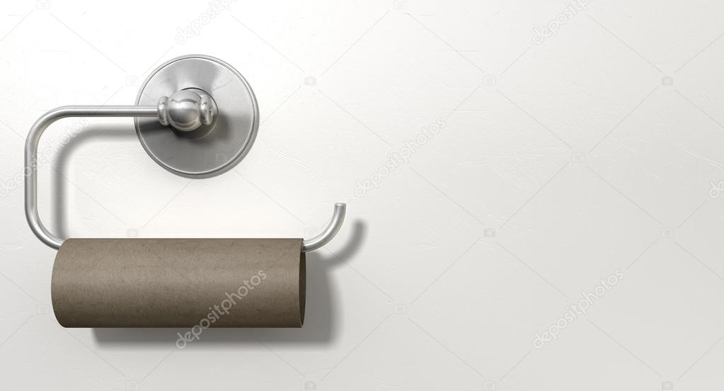 Empty Toilet Roll On Chrome Hanger