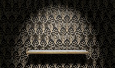 Empty Art Deco Shelf On Wall clipart