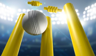 Kriket yangın dolapları ve topu bir Stadyumu