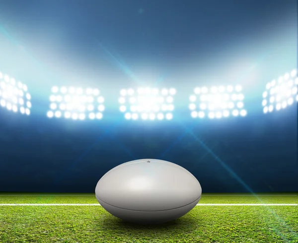 Rugby-Stadion und Ball — Stockfoto