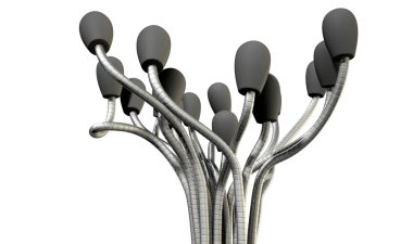 Floresan küçük mikrofonlar bükülmüş