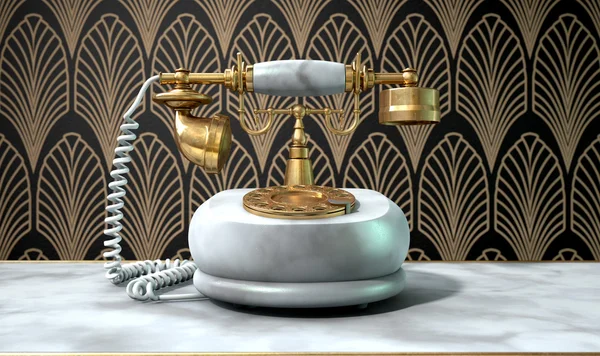 대리석 전화 및 아트 데코 장면 — 스톡 사진