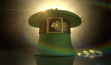 Green Leprechaun Hat Filled With Gold Coins clipart