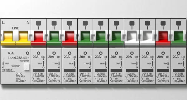 Panel elektryczny wyłącznik — Zdjęcie stockowe