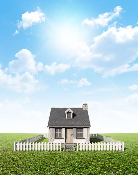 Cottage On Green Lawn — Stock Photo, Image