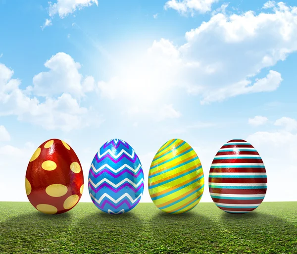 Easter Egss On Lawn — Stock Photo, Image