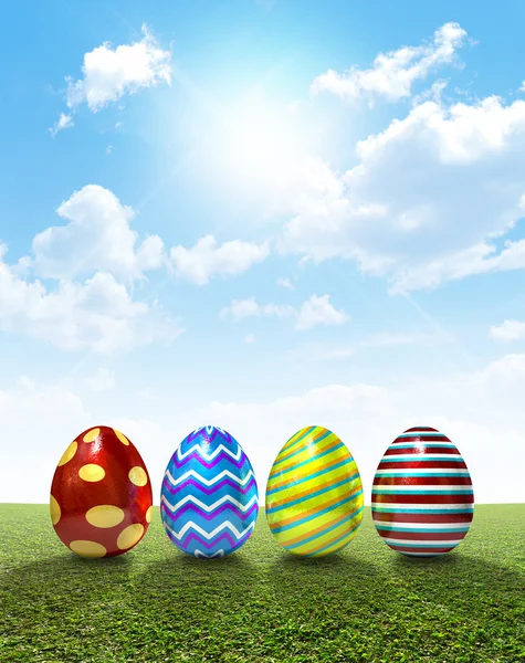 Easter Egss On Lawn — Stock Photo, Image