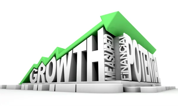 Wachstumstext und -pfeil — Stockfoto