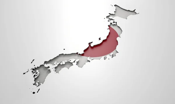 Recessed Country Map Japan — Stock Photo, Image