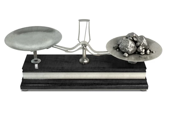 Two Pan Balance Scale And Platinum — Stock Photo, Image