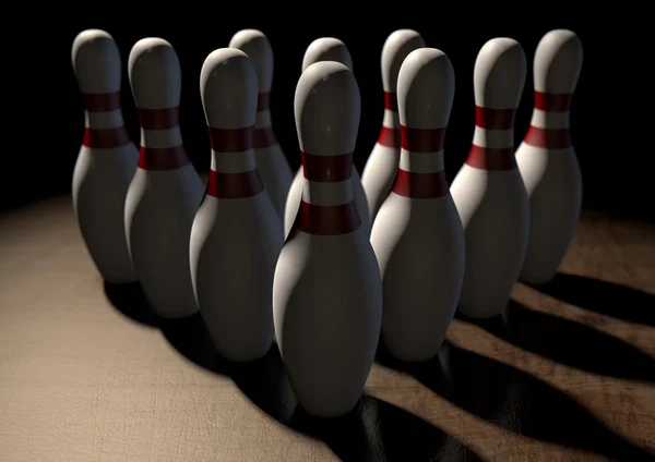Tien pin bowling pinnen — Stockfoto