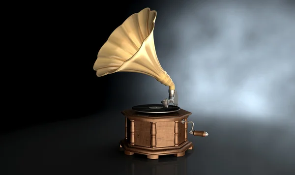 Grammophon dunkler Hintergrund — Stockfoto