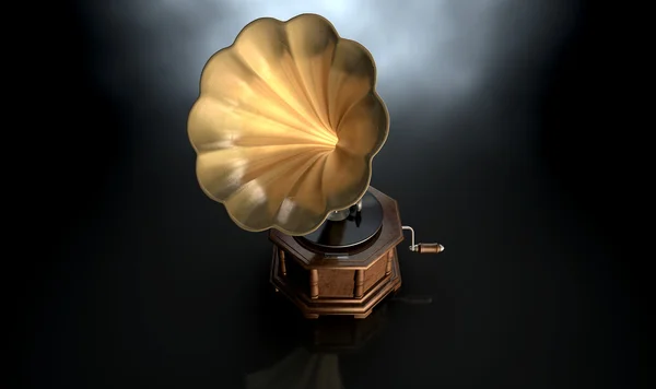 Gramophone donkere achtergrond — Stockfoto