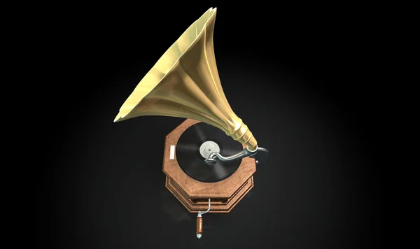 Gramophone donkere achtergrond — Stockfoto