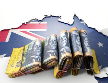 Ausralia Map And Folded Notes clipart