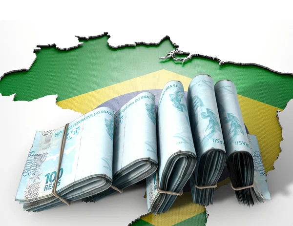 Brazilian Map And Folded Notes — Stock Photo, Image