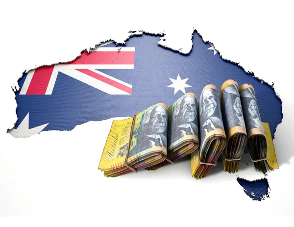 Ausralia Map And Folded Notes — Stock Photo, Image